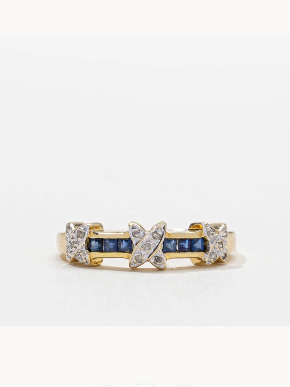 100 ways 9K ring sapphire & diamond channel set πππ€ - Picture 7 of 8